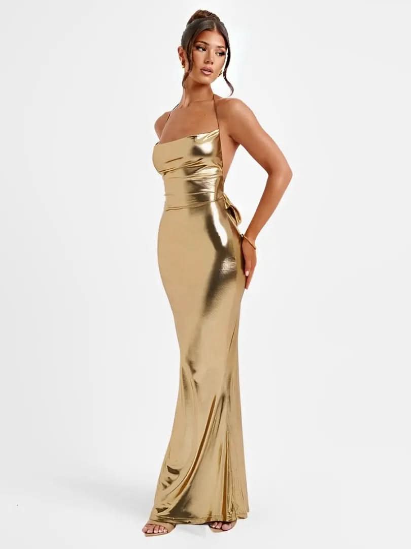 Natasha Robe Longue Métallisée - ComfySweet