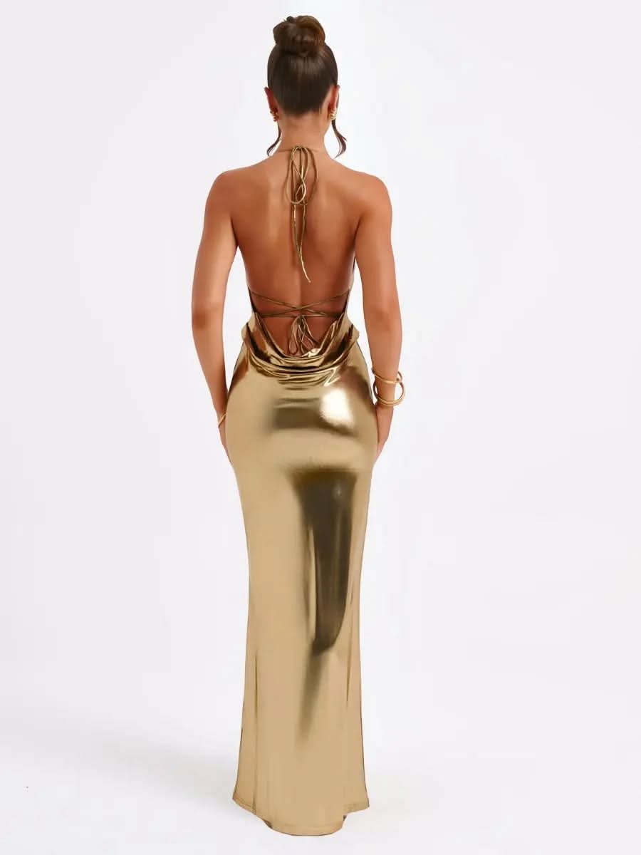 Natasha Robe Longue Métallisée - ComfySweet