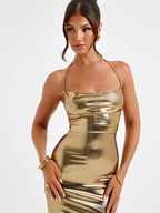 Natasha Robe Longue Métallisée - ComfySweet