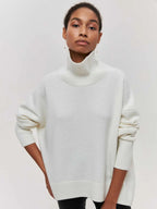 Pull col roulé oversize - Blanc / S - pul
