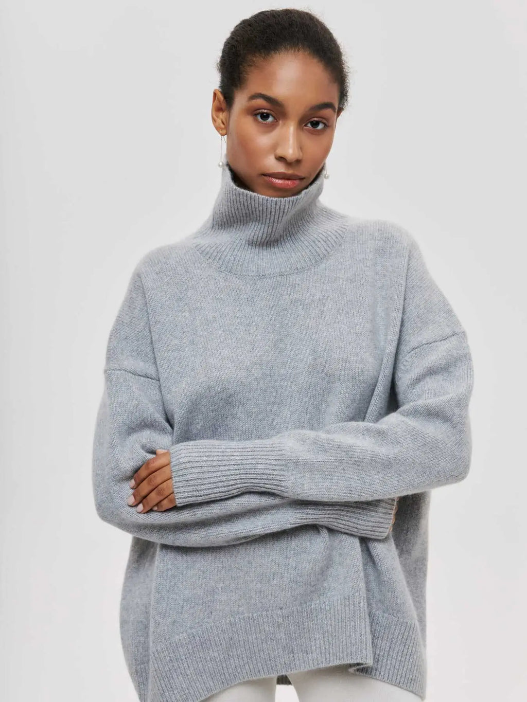 Pull col roulé oversize - Gris / S - pul
