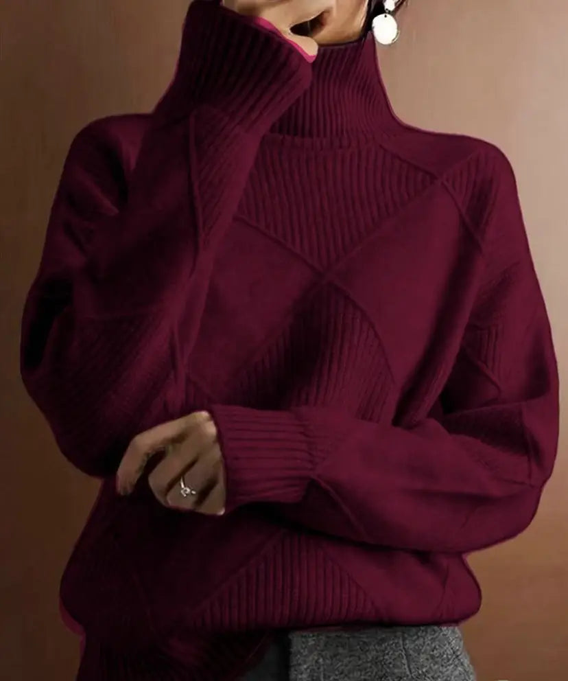 Pull Maille Texturée - Bordeaux / S - pull
