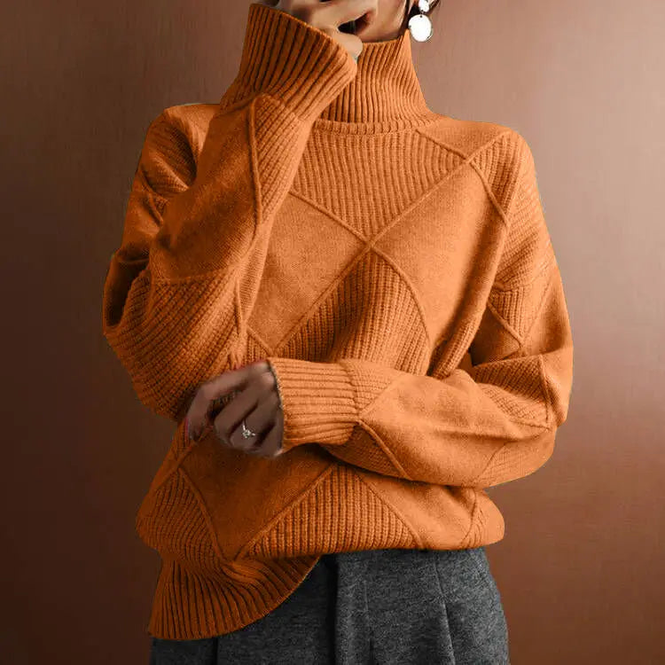 Pull Maille Texturée - Orange / S - pull