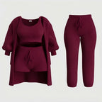 Pyjama 4 pièces LUCIA - Bordeaux / S - ensemble