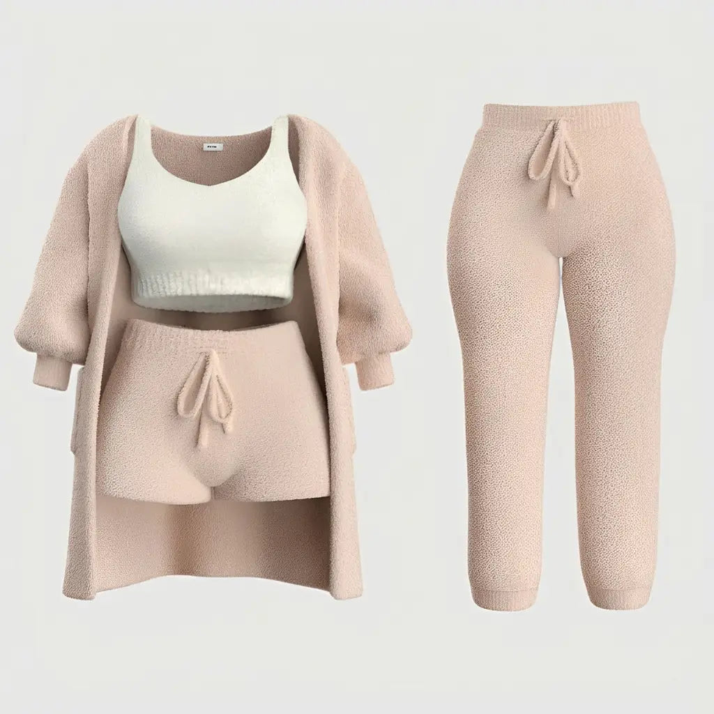 Pyjama 4 pièces LUCIA - Brun / S - ensemble