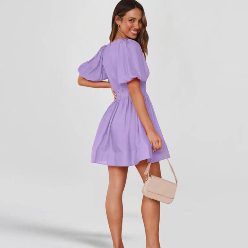 Robe Bohème à manches ballons et décolleté plongeant