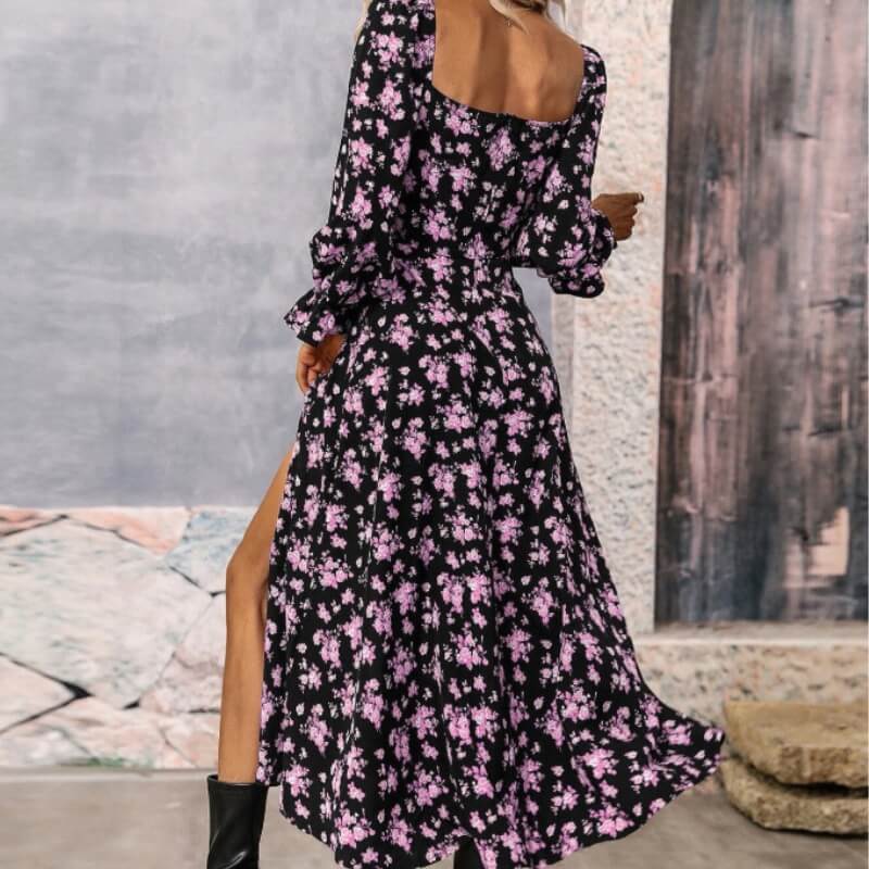 Robe à fleurs avec fente – Style bohème estival