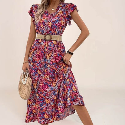 Robe Florale Bohème à manches papillon