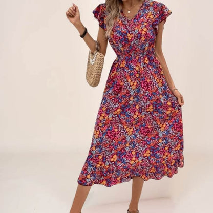 Robe Florale Bohème à manches papillon