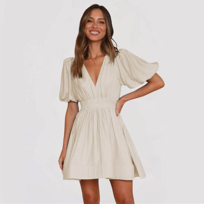 Robe Bohème à manches ballons et décolleté plongeant