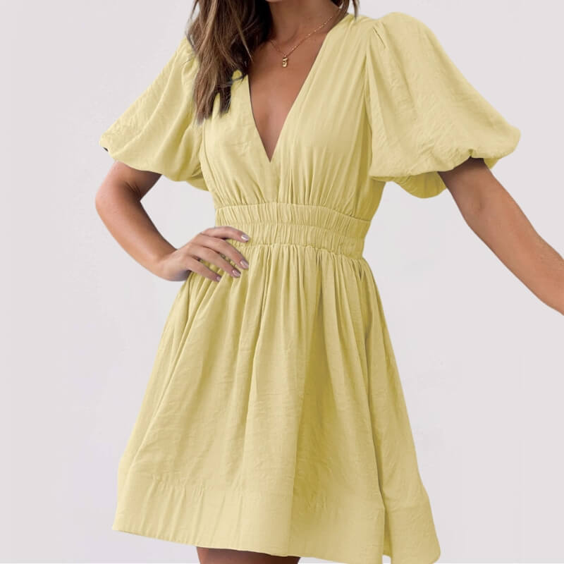 Robe Bohème à manches ballons et décolleté plongeant