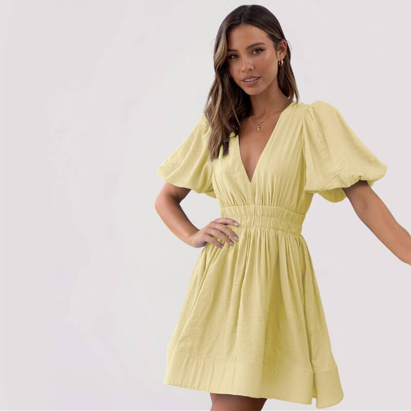 Robe Bohème à manches ballons et décolleté plongeant
