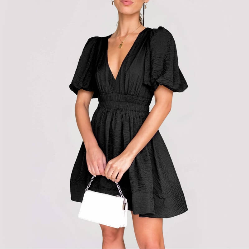 Robe Bohème à manches ballons et décolleté plongeant