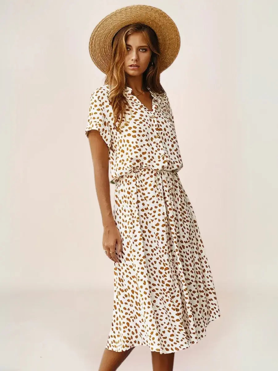 Alaria Robe Midi Bohème Pois Vintage - ComfySweet