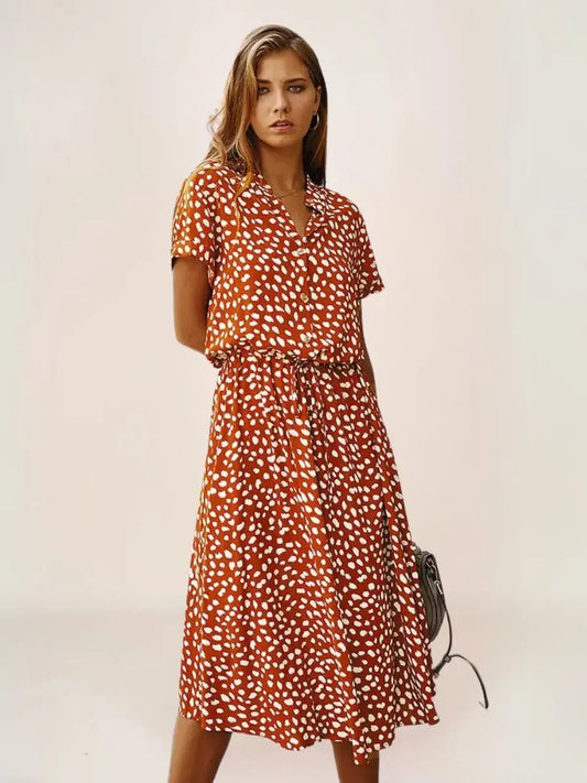 Alaria Robe Midi Bohème Pois Vintage - ComfySweet