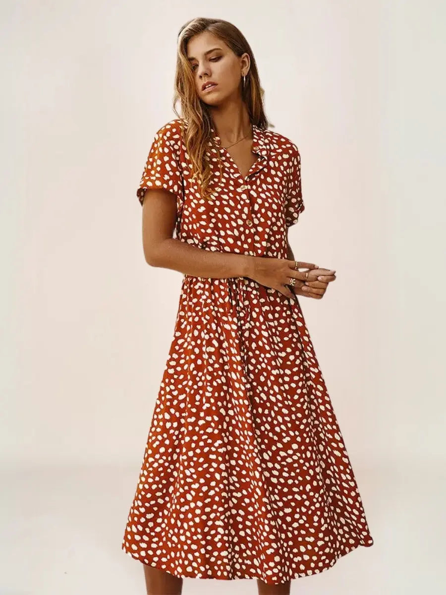 Alaria Robe Midi Bohème Pois Vintage - ComfySweet