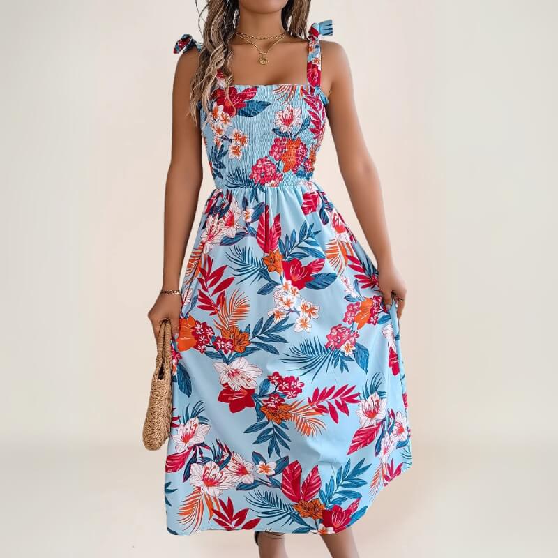 robe midi bohème à imprimé exotique