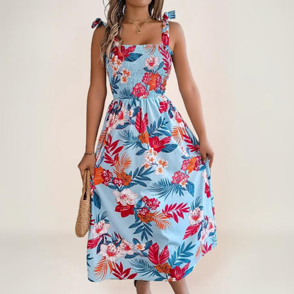 robe midi bohème à imprimé exotique