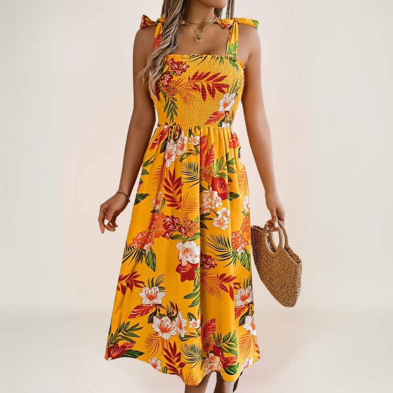 robe midi bohème à imprimé exotique