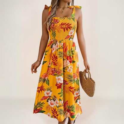 robe midi bohème à imprimé exotique
