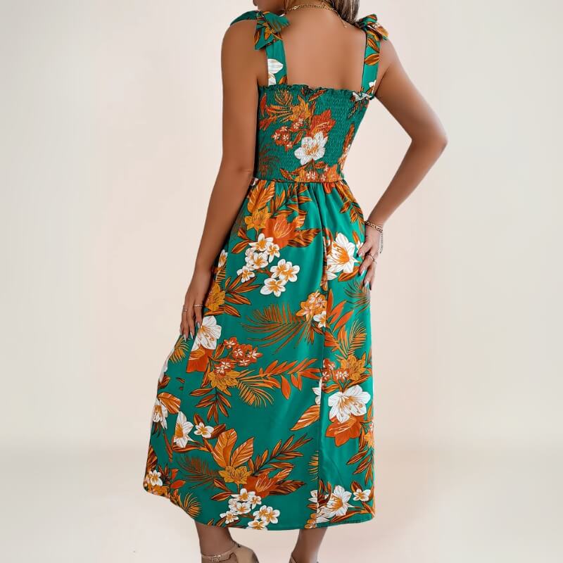 robe midi bohème à imprimé exotique
