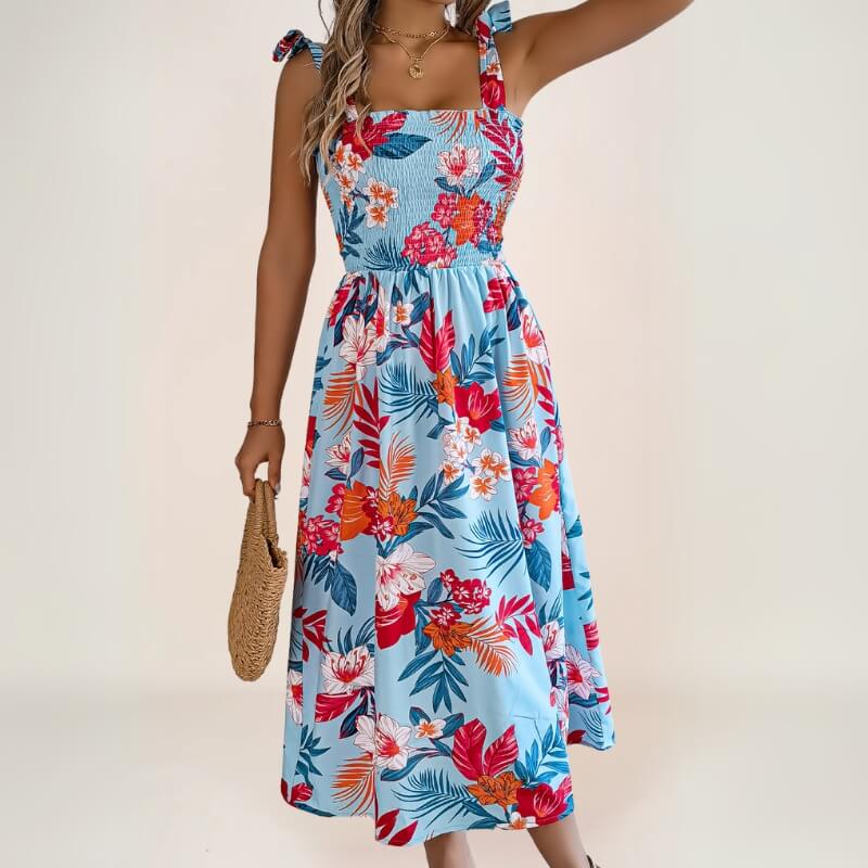 robe midi bohème à imprimé exotique