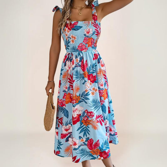 robe midi bohème à imprimé exotique