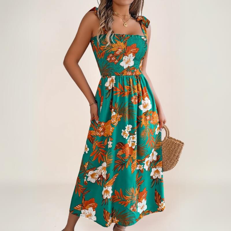 robe midi bohème à imprimé exotique