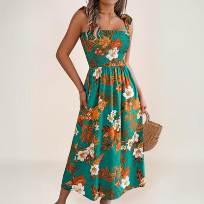 robe midi bohème à imprimé exotique
