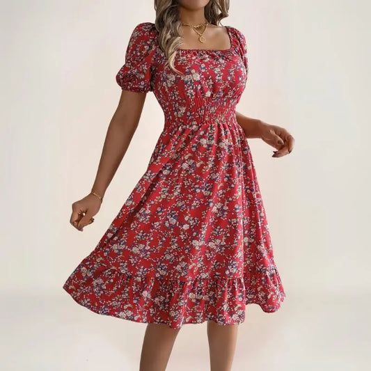 robe midi bohème à imprimé floral vintage - ComfySweet