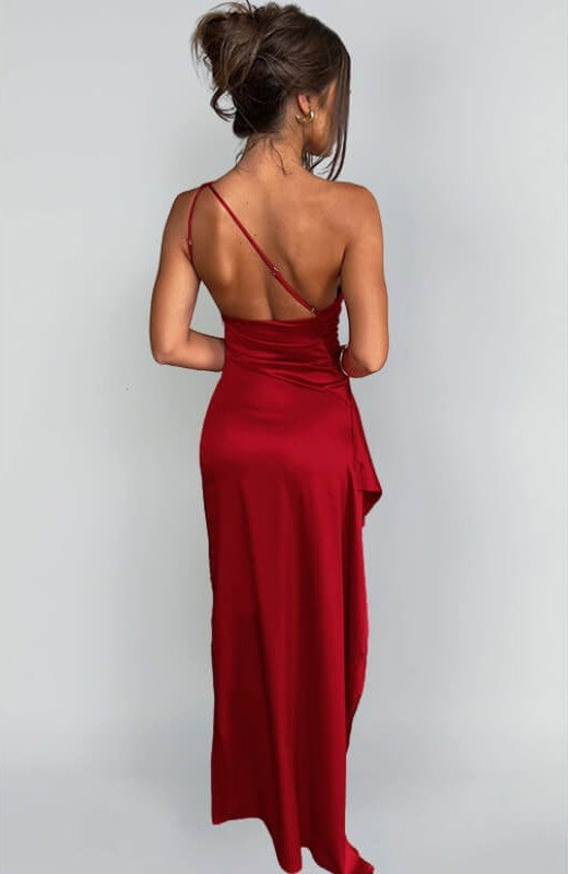 Robe maxi à fente haute en satin