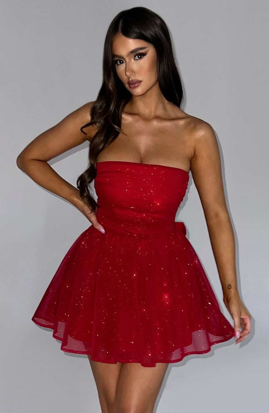 Robe mini effet corset volumineuse à dos noué