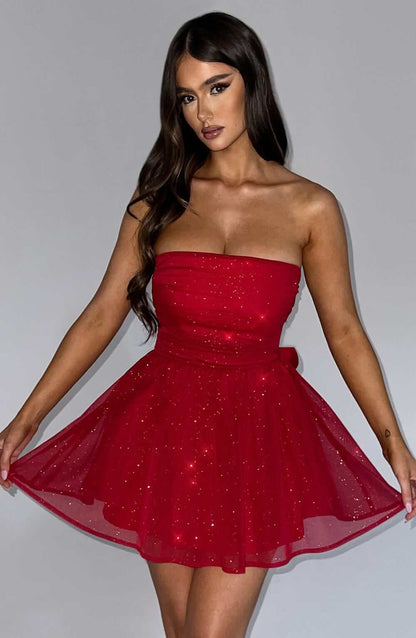 Robe mini effet corset volumineuse à dos noué
