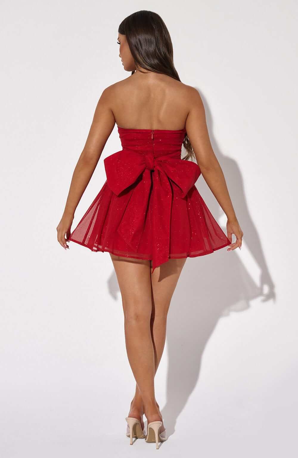 Robe mini effet corset volumineuse à dos noué