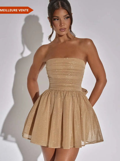 Robe mini en dentelle avec dos noué - ComfySweet