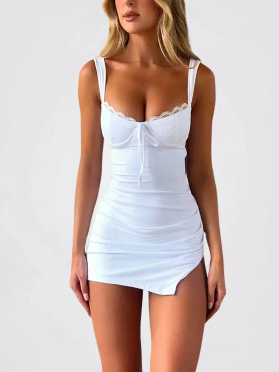 Robe courte d'été à bretelles sexy à col en V - ComfySweet