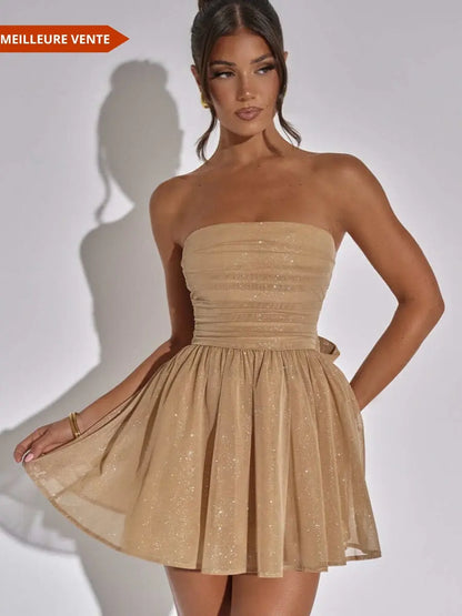 Robe mini en dentelle avec dos noué - ComfySweet
