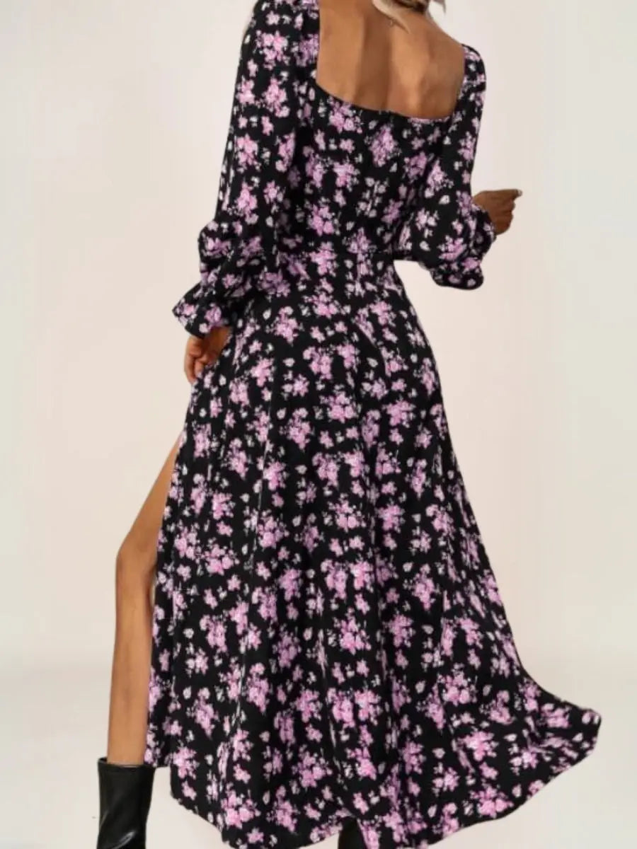 Robe bohème estival à fleurs avec fente - ComfySweet