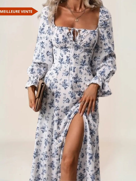 Robe bohème estival à fleurs avec fente - ComfySweet