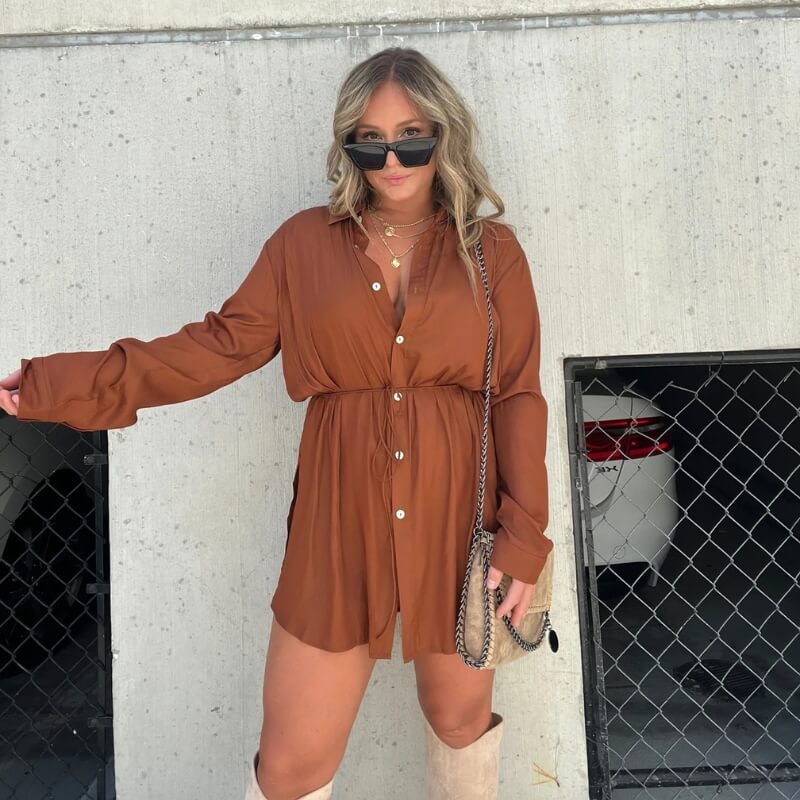 Robe-chemise Safari Terracotta à ceinture nouée