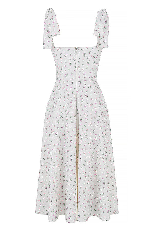 robe midi blanche à fleurs