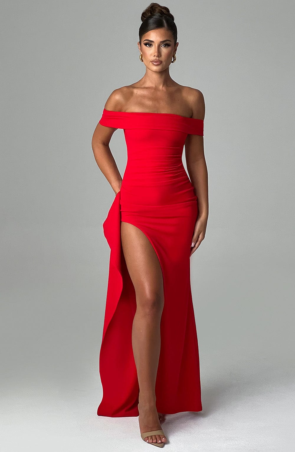 Siana Robe Maxi Bardot Fente Haute