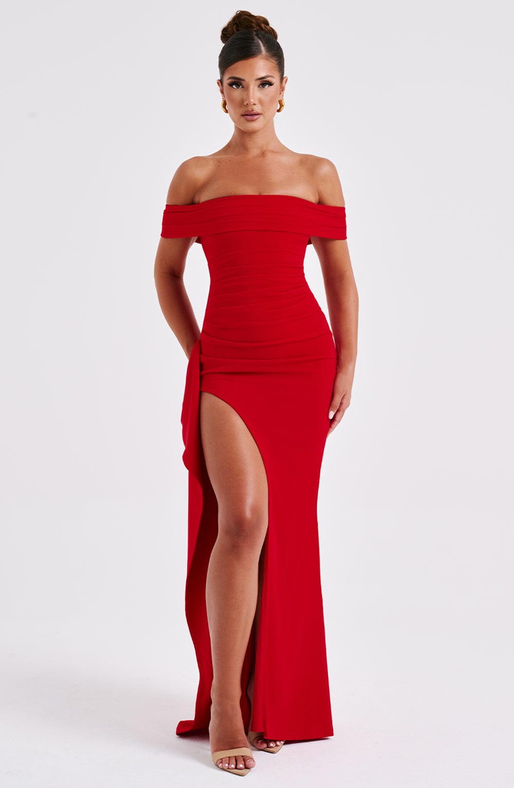 Siana Robe Maxi Bardot Fente Haute