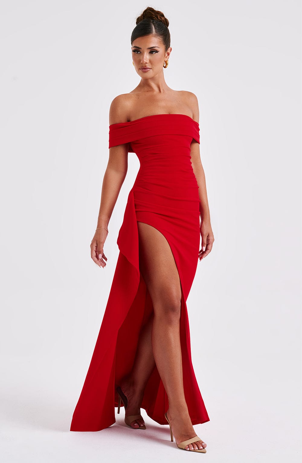 Siana Robe Maxi Bardot Fente Haute
