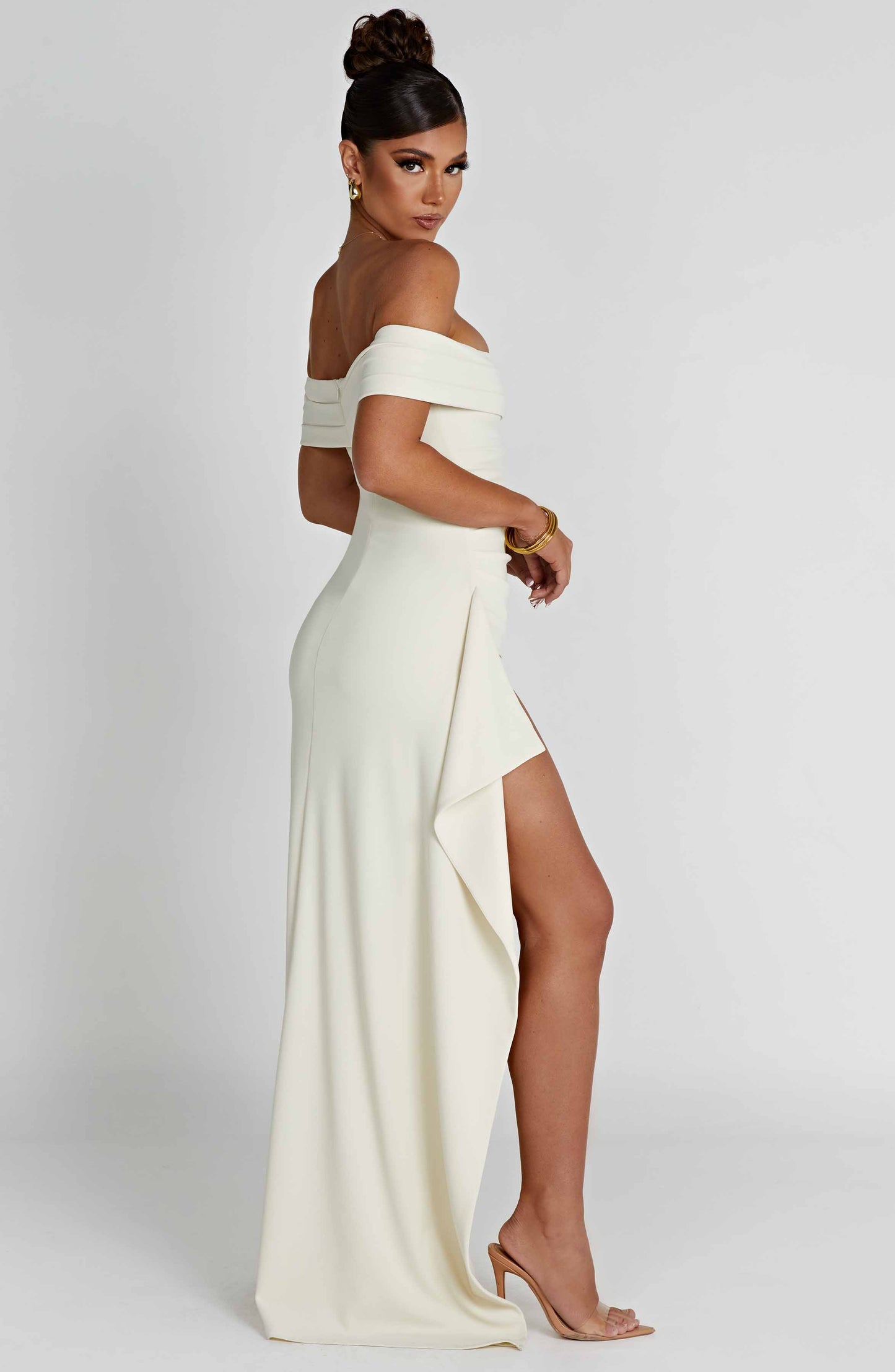 Siana Robe Maxi Bardot Fente Haute
