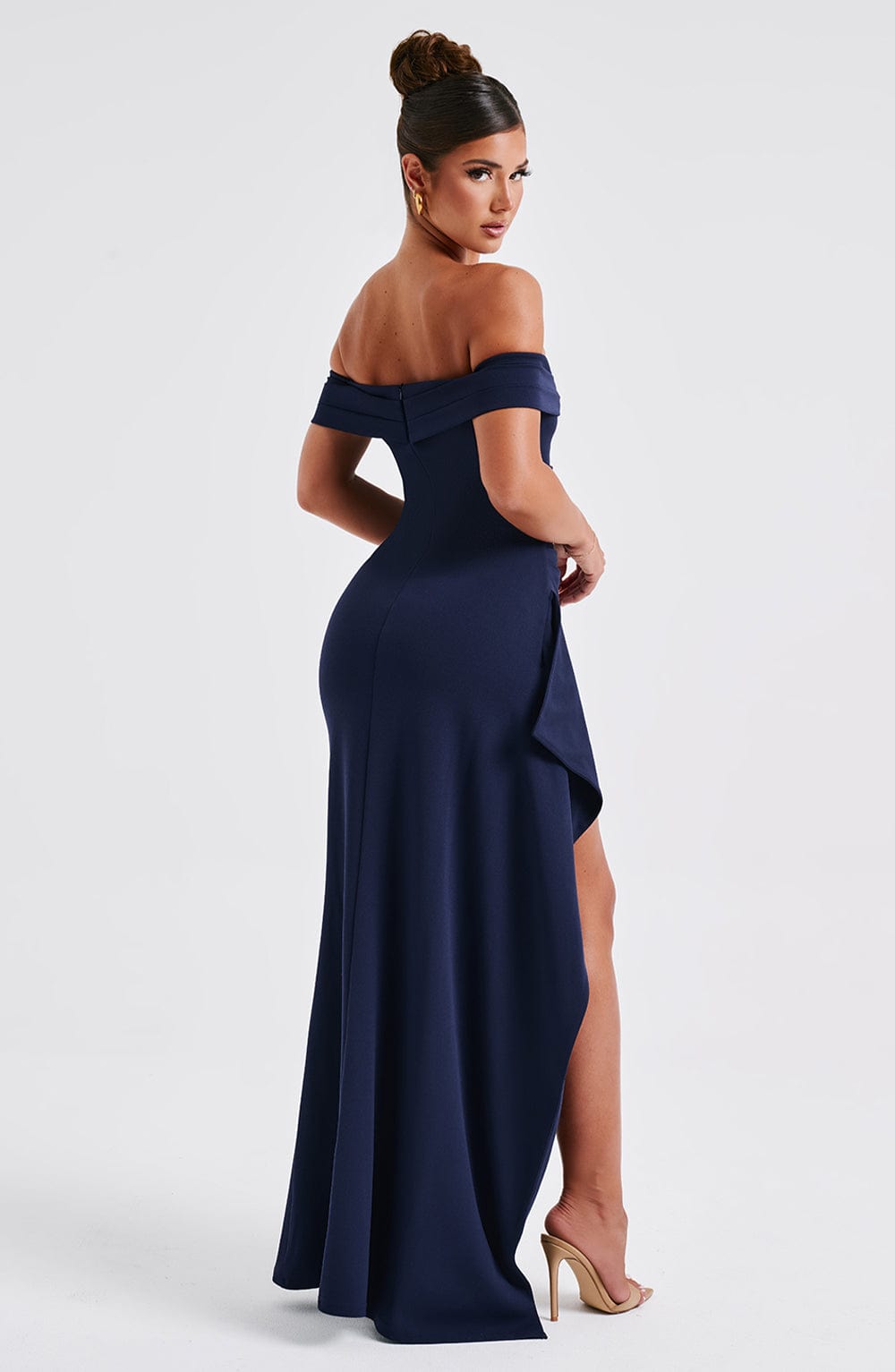 Siana Robe Maxi Bardot Fente Haute
