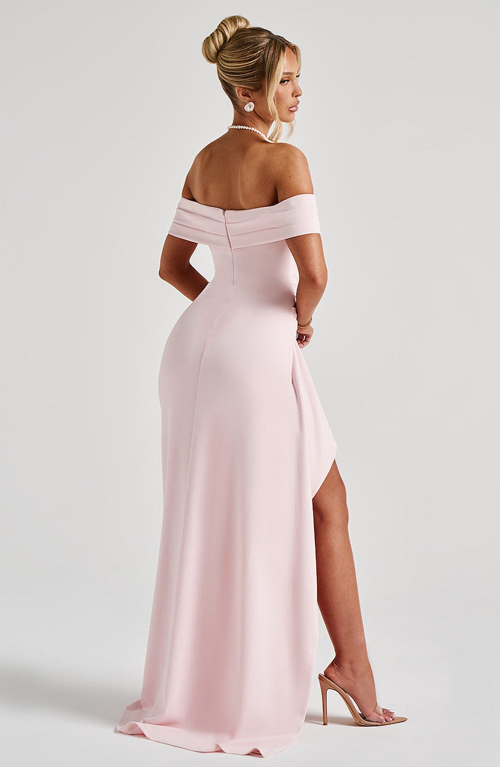 Siana Robe Maxi Bardot Fente Haute