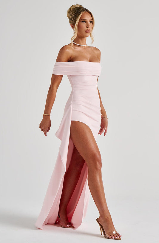 Siana Robe Maxi Bardot Fente Haute
