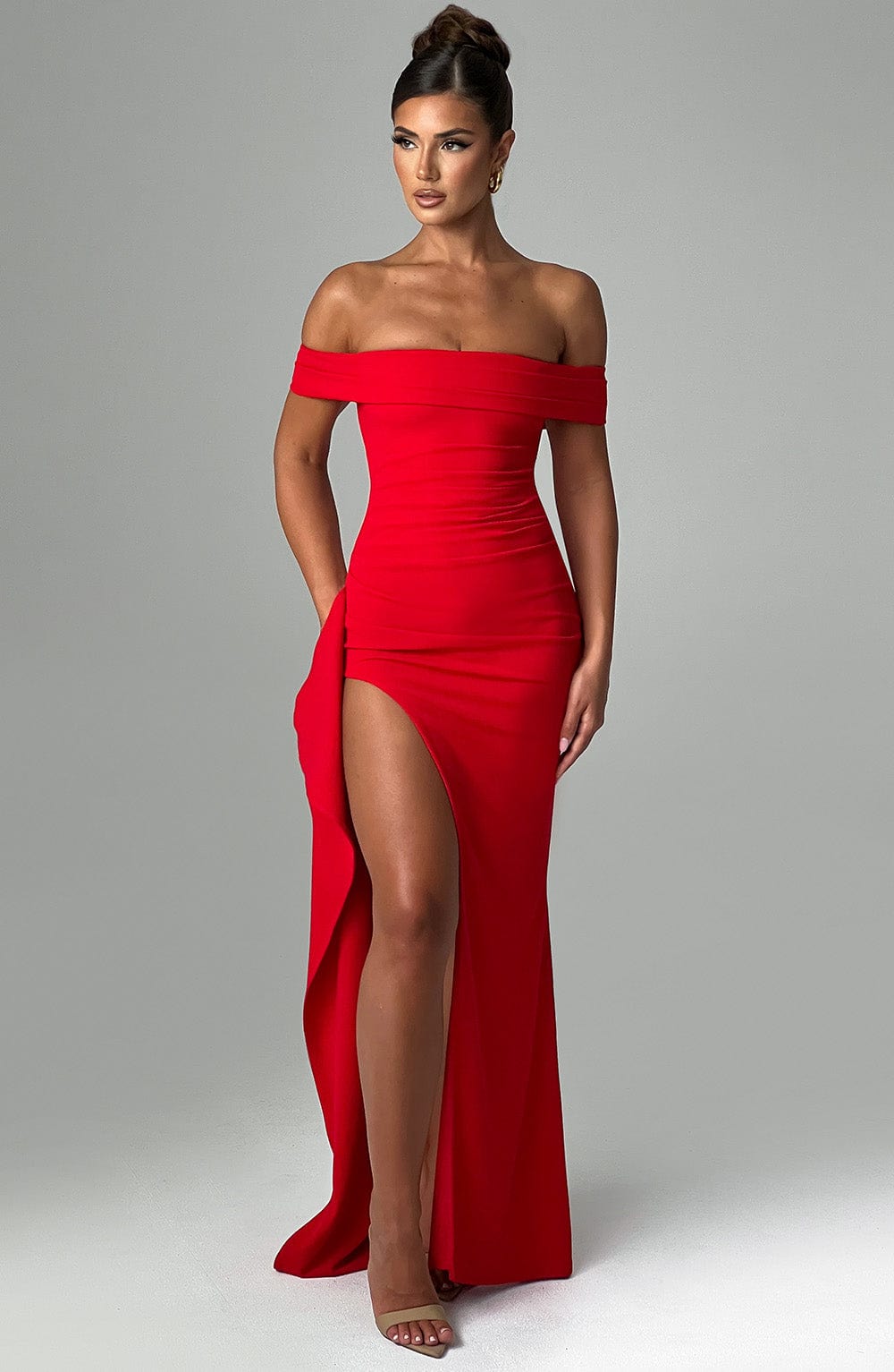 Siana Robe Maxi Bardot Fente Haute