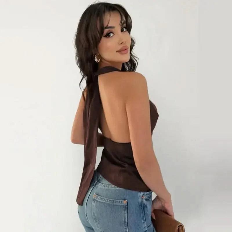 Top Halter Satiné Dos - Nu - ComfySweet